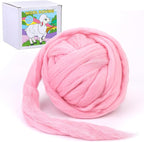 QMNNMA 14.1oz Wool Roving Yarn, Fiber Roving Wool Top, Wool Felting Supplies, Pure Wool, Chunky Yarn, Handmade Carded Core Wool for Wool Felting, Wet Felting DIY Hand Spinning