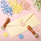 Yoption 360Pcs Dusty Pink Sealing Wax Beads, Sealing Wax Kit for Wax Seal Stamp, Hexagon Wax Seal Beads with 4Pcs Tea Candles and 2 Wax Seal Spoon