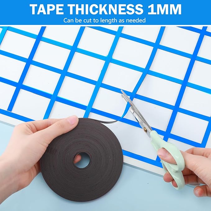 Magnetic Tape Roll Thin Strips, 0.39 Inch x 66 Feet Magnetic Board Dividers Whiteboard Graphic Decorative Tape Marking Line for Classroom Office Art Accessories(Blue)