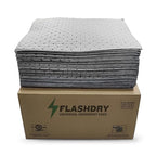 FlashDry - Universal Spill Absorbent Pads (100 Pads per Container) | 17.5” x 13.5” x 2mm Oil and All Purpose Premium Liquid Pads Packed in a Convenient Sturdy Dispensing Box (1)
