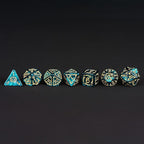 7-Die DND Dice Set Halloween Pattern Polyhedral Die Set with Leather Bag, Skull Dice D&D Die for RPG Table Games (Halloween Pattern-Green)