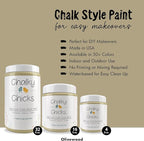 Chalky Chicks All-in-One Chalk Paint for Furniture or Cabinet - 32 Fl Oz - Matte Finish Olive Wood (Taupe) for Metal, Wood Furniture Paint - No Sanding All-in-One for Home Decor & Crafts, USA Made