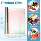 MECCANIXITY Holographic Clear PVC Vinyl Film Holographic PVC Fabric Waterproof Dichroic Film 12 x 48 Inch for Handbags Bows Earrings DIY Craft,Holographic Red