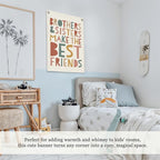 Kids Room Decor Linen Canvas Banner,Brothers & Sisters Make the Best Friends Wall Hanging Pennant Flag for Nursery,Bedroom,Playroom,Game Room Front Door,18x25 Inch