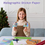 36 Sheets Holographic Sticker Paper,Holographic Laminate Sheets,A4 Size Clear Vinyl Sticker Sheets Self-Adhesive Rainbow Overlay Sheets,11.7 x 8.3 Inches（Laser）