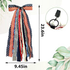 Large Patriotic Star Ribbons Bow for Wreath, Red White Buffalo Plaid Fabric Ribbons Set Assorted Lace Ribbon 4th of July Clip-On Wreath Sash Ribbon Bundle for Patriotic Indoor Outdoor Decor