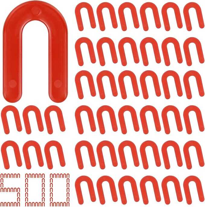 DGSL Tile Leveling System Tile Spacers 1/8 Inch, 500 pieces Horseshoe Shim U Shape Plastic Tile Leveling Clips for Various Types of Tile Leveling (Red)