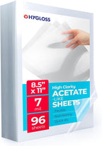Hygloss 8.5" x 11" Acetate Paper - 7 Mil Clear Acetate Sheets for Crafts Projects, Classroom Stencil Sheets, Overhead Transparency Sheets for Projector, Clear Plastic Sheet (Not for Printers) 96 Pack