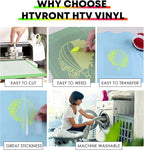HTVRONT HTV Vinyl Rolls Heat Transfer Vinyl - 12" x 8ft Neon Green HTV Vinyl for Shirts, Iron on Vinyl for All Cutter Machine - Easy to Cut & Weed for Heat Transfer Design