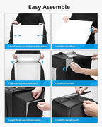 Glendan Upgrade Professional Portable Photo Studio Light Box with 1222 LED Lights, 20"x20" Soft Box, 4 Color PVC Backdrops for Jewelry and Product Photography