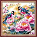 DMCXART Counted Cross Stitch Kits for Adults Needlepoint Kits Unprinted Cross Stitching Embroidery Kit 11CT Cross Stitch Supplies-Couple Bird Flowers 18x18 inch