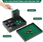 3 in 1 Dice Tray with Lid, Portable Dice Box Storage, D&D RPG MTG Table Games (Green)