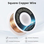 21 AWG Square Copper Wire - 0.72x0.72mm Ultra-Fine Jewelry Wire, 50ft - Bulk Spool for Wire Weaving, Crafters, and Small Electronics