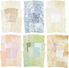 Vintage Floral Scrapbook Paper Set, 150 PCS Textured Craft Paper Kit with Glue Tape for Journaling, Scrapbooking, DIY Crafts, and Art Supplies