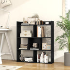 Giantex 7 Cubes Bookshelf, Free-Standing Wooden Bookcase, 4 Tier Home Display Shelf, Horizontal Storage Unit w/Anti-Toppling Devices, Open-Back Display Rack for Study, Living Room (2, Black)