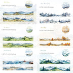 6 Rolls Landscape PET Tape,Transparent Nature Stickers for Scrapbook Supplies,Diaries,DIY Craft,Junk Journal,Album,Journaling(Mountain)