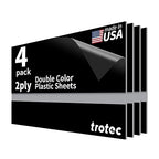 Trotec TroLase | 12"x24"x1/16", 4 Pcs | Black/Silver | 2 Ply | Modified Acrylic | Laser Engraving Double Color Plastic Sheet | Engraving Blanks for Laser, Saw, Guillotine | Made in USA