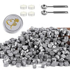 Yoption 360 Pcs Silver Octagon Sealing Wax Beads for Wax Seal Stamp with 4 Candles and 1pcs Melting Spoon