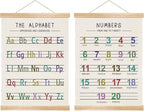 Alphabet and Numbers Wall Chart Set of 2 ,Kids Educational Posters,ABC and 1-20 Number Learning Banners for Toddlers, Preschool Classroom, Nursery, Playroom Decor 14 x 18.5 Inch(Colorful)