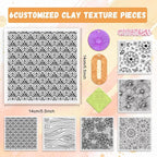 6 PCS Large Polymer Clay Texture Sheets 5.5 x 5.5 Inch Boho Clay Mat Works with Polymer Clay Cutter Pottery Earrings Jewelry DIY Making