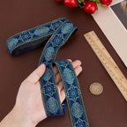 PH PandaHall 1.3 Inch Vintage Jacquard Ribbon, 7 Yards Emobridered Woven Ribbon Boho Fabric Sewing Woven Ribbon Persian Floral Trim Fringe Decor Trim for Ramadan Clothing Embellishment Decoration