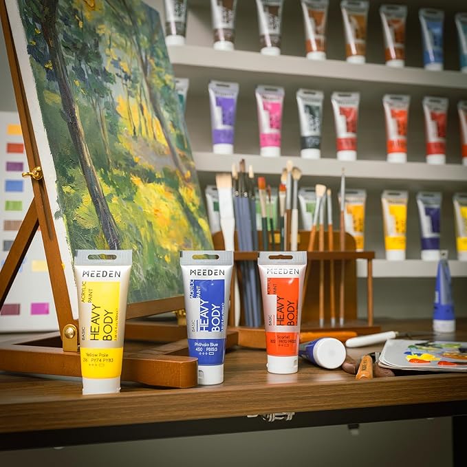 MEEDEN Acrylic Paint Peach Red: 100ml/3.38oz Heavy Body Acrylic Paint Tube Bundled with Additional Titanium White Color for Art Craft Painting