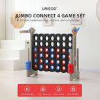 UNICOO® Height Adjustable Jumbo 4-to-Score Game, 4 in A Row Game with Basketball Hoop, Ring Toss, Carrying Bag, Indoor Outdoor Yard Game, Parties & Family Gatherings