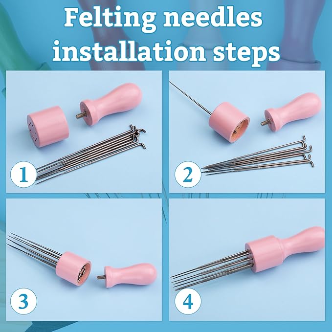 IMZAY 60 Pcs Wool Felting Needles, 3 Sizes Felting Needles with Wooden Handle, Needle Felting Tools, Wool Needle Felting Supplies, Needle Felting Tools, Perfect for DIY Felting Wool Projects