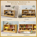 KOTEK Toy Storage Organizer, 5 Cubby Kids Bookshelf, Wooden 3-Tier Bookcase Storage Cabinet, Open Display Book Shelf for Daycare, Nursery, School Classroom, Playroom & Living Room (Burlywood, 5 Cubes)