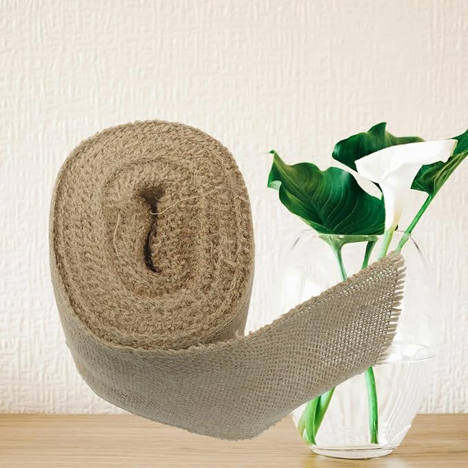 6" Wide Natural Burlap Fabric Roll - 10 Yards Jute Ribbon for Gift Wrapping, Wedding Decorations, Rustic Crafts, Wreaths & Home Decoration (15cm Wide)