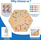 Large Size 20 inches Wood Wahoo Marble Board Game 2 Sided 4-6 Player for Friends and Family Party,Classic Stragecy Trouble Game with 6 Dices,24 Marbles
