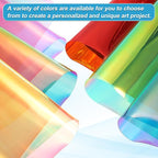MECCANIXITY Holographic Clear PVC Vinyl Film Holographic PVC Fabric Waterproof Dichroic Film 12 x 48 Inch for Handbags Bows Earrings DIY Craft,Laser Light Orange