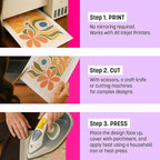 MINSEO Jet Flex Premium Opaque Heat Transfer Paper for Dark Fabric (5 Sheets 8.5x11") Printable Iron-on Transfer Vinyl for Inkjet Printer (Made in Korea)