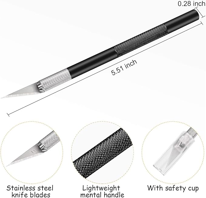 15 Pack Exacto Knife Set, Hobby Knife, Back to School Supplies Craft Knifes Kit for Art, Carving, DIY, Scrapbooking, Art, Cutting, Stencil(Black)