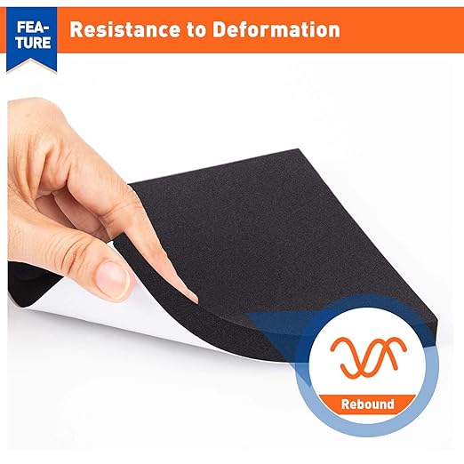 MAGZO 4Pcs Adhesive Foam Padding 1/2 in Thick X 12 in X 8 in,Closed Cell Foam Sheets Neoprene Rubber Self Stick Pads Anti Vibration Pads,Black (12in x 8in x 1/2in, 4Pcs)