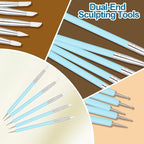 Amrules 10Pcs Clay Sculpting Tools, Practical Dual-End Rubber Pens and Dotting Tools Kit for Adults, Rock Painting, Nail Art, Carving, Drawing, Art Modeling, Shaping, Pottery Craft, Silicone Brushes