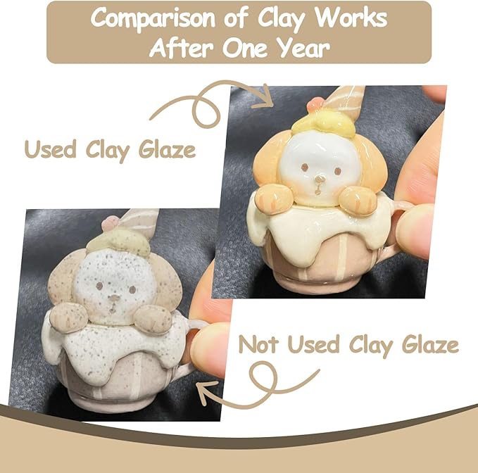 50ml Air Dry Clay Glaze & Varnish - Gloss Finish for Crafts/Pottery/Sculptures - Waterproof & Quick-Drying & Non-Yellowing Clear Coating - Gloss Polymer Clay Sealer