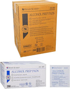 Henry Schein Large Alcohol Prep Pads (Case of 20 Boxes, 4,000 Total) – 70% Isopropyl Alcohol Wipes, Individually Wrapped – 2-Ply, Textured – Skin Prep Alcohol Swabs – Sterile Pads
