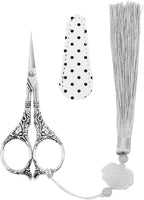BIHRTC 4.5Inch Needlepoint Scissors Sharp Embroidery Scissor with Cover Tassel Stainless Steel Precision Shears Crochet Cross Shears for Beading Sewing Machine DIY Artwork Knitting