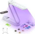 PPESULK UV Light for Resin Curing, Rechargeable UV Resin Lamp with Time Display, 34 LEDs High Power Resin Curing Machine, Cordless Portable UV Lamp for Resin Molds, Crafts, Jewelry Making(White)