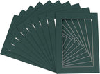 Pack of TEN 11x14 Mats Bevel Cut for 8.5x11 Photos - Acid Free Forest Green Precut Matboards For Pictures, Photos, Framing - 4-ply Thickness
