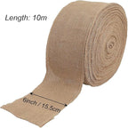 KINJOEK 6 Inch Wide 11 Yards Burlap Ribbon, Natural Jute Fabric Ribbon Crafts Ribbon for Christmas Wedding Gifts Burlap Fabric DIY for Decoration