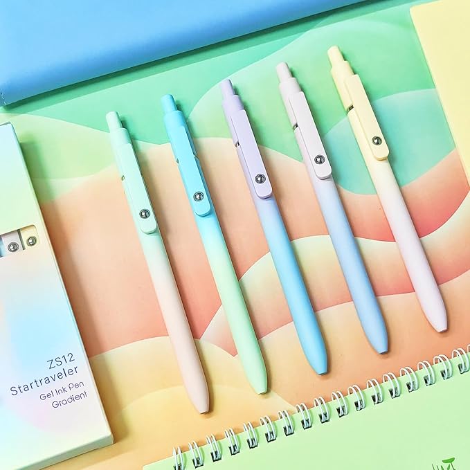 Gel Pens, 10 Pcs Black Ink Pens for Women, 0.7mm Medium Point Smooth Writing Pens with Silicone Grip, High-End Series Metal Clip Retractable Pens for Journaling Note Taking (10 Pcs Pastel)