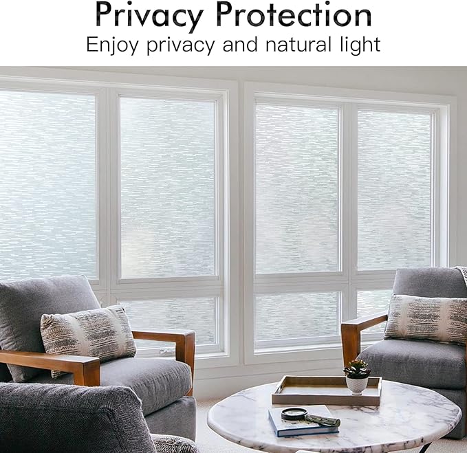 Haton Window Privacy Film, Frosted Glass Static Cling Sun Heat Blocking Window Clings, Frosting Opaque Coverings, Vinyl Removable Stickers Tint for Home Door Office, Non Adhesive 23.6" x 157.4"