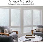 Haton Window Privacy Film, Frosted Glass Static Cling Sun Heat Blocking Window Clings, Frosting Opaque Coverings, Vinyl Removable Stickers Tint for Home Door Office, Non Adhesive 17.5" x 157.4"