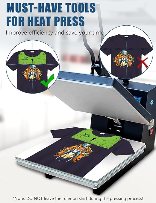 Vowlove Tshirt Ruler Guide for Vinyl Alignment: T Shirt Ruler to Center Design, Tee Measurement Tools, Heat Press Accessories for Sublimation, HTV Heat Transfer Vinyl Press, Screen Printing