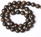 45pcs 8mm Natural Stone Beads Brown Bronzite Gemstone Round Loose Beads for Jewelry Making DIY Bracelet Necklace