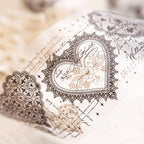 3pcs Vintage Lace Tape Cutout Art Lace Black White Stickers Roll Sticker PET Reusable Exquisite Lace Heart Pattern Tape for DIY Scrapbook Album Journal Photo Frames Decor