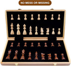 Gothink Magnetic Wooden Chess Board Set with Manual for Adults Kids 15 Inch Chess Puzzle with 32 Wood Handmade Pieces Folding Portable Travel Unique Chess Game for Tournament Professional Beginner