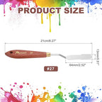 MECCANIXITY Pack of 1 Palette Knife No.27, 8.3" Long Palette Knives with Stainless Steel Flexible Spatula Pallet Knife and Wood Handle for Scraping, Mixing, Oil Acrylic Painting Canvas